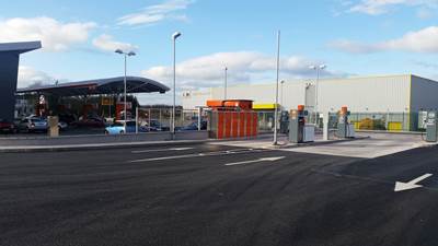 The rear ( off forecourt) dedicated  truck fuelling area with fast fill pump incl.  2 slave auxiliary pumps on either side, allowing for the different tank locations)