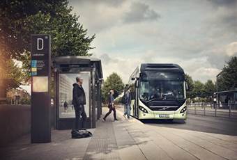 Volvo 7900 Electric Hybrid Bus stop)