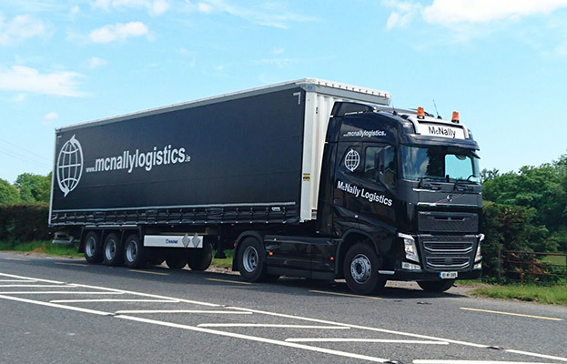 The fleet of articulated tractors units and trailers run by McNally Logistics is among the most modern in the country.)